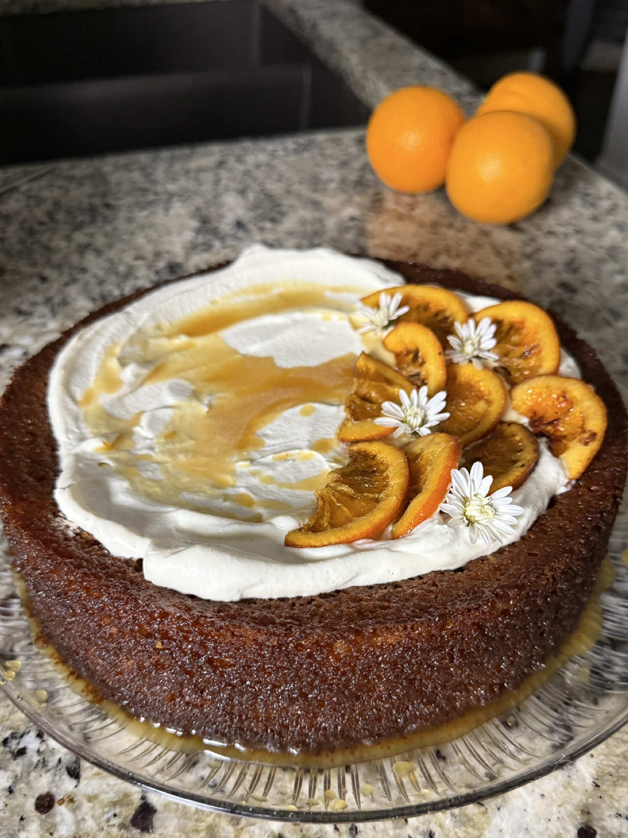 My 5th birthday cake!! Okay I actually love how this turned out! I ran out of heavy whipping cream otherwise I would have made double but I still love her!! I feel like I’m learning so much this past week 🥹❣️#oliveoilcake #orangecake #birthday #cake #dessert 
