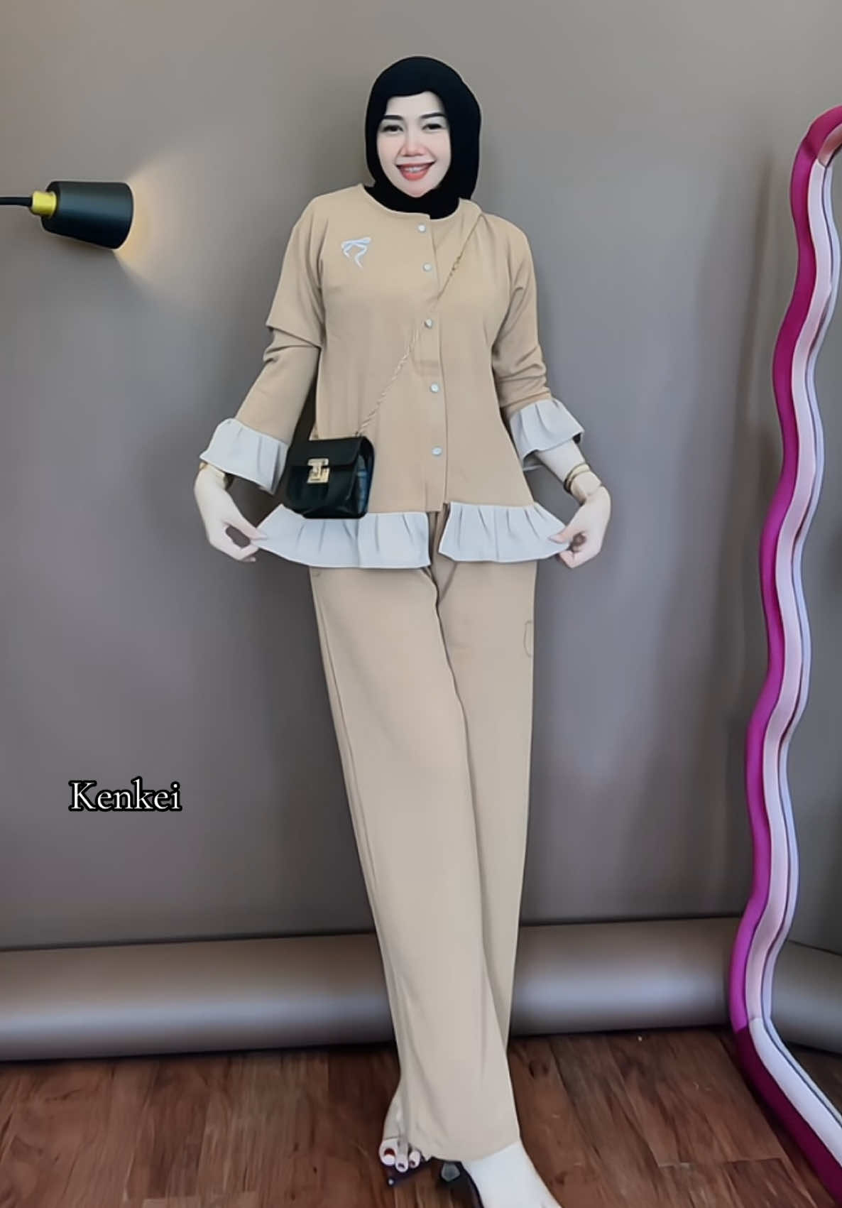 Mocca 🧡🧡🧡 #oneset #onesetkekinian #knit #ootdhijabstyle 