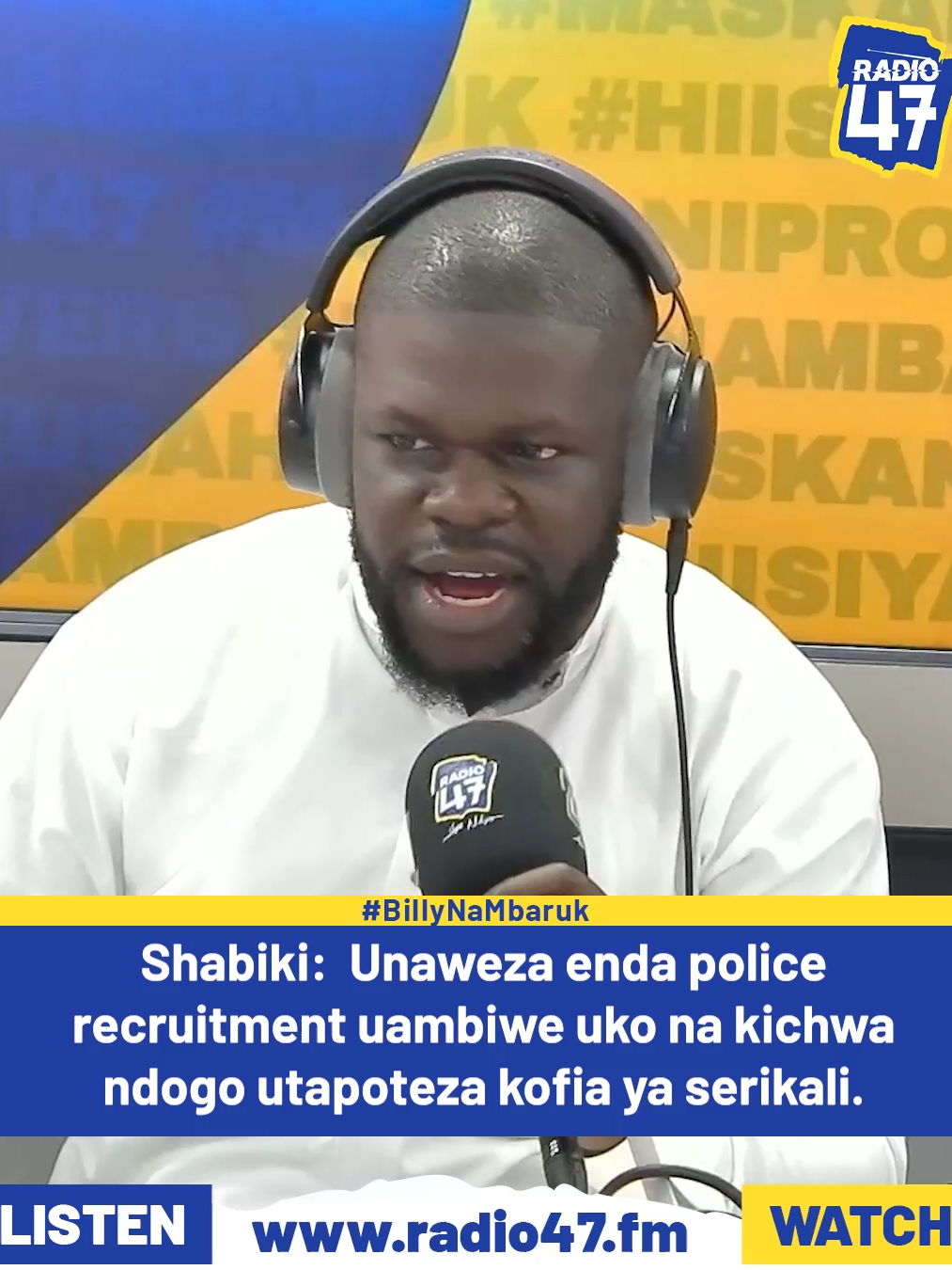 Ni story gani umewahi skia kuhusu police recruitment ukabaki tu umecheka na kushangaa? Eti mmoja anadai alitolewa juu kichwa chake ni ndogo atapoteza kofia ya serikali😅 #BillyNaMbaruk #Radio47FunFriday #HapaNdipo