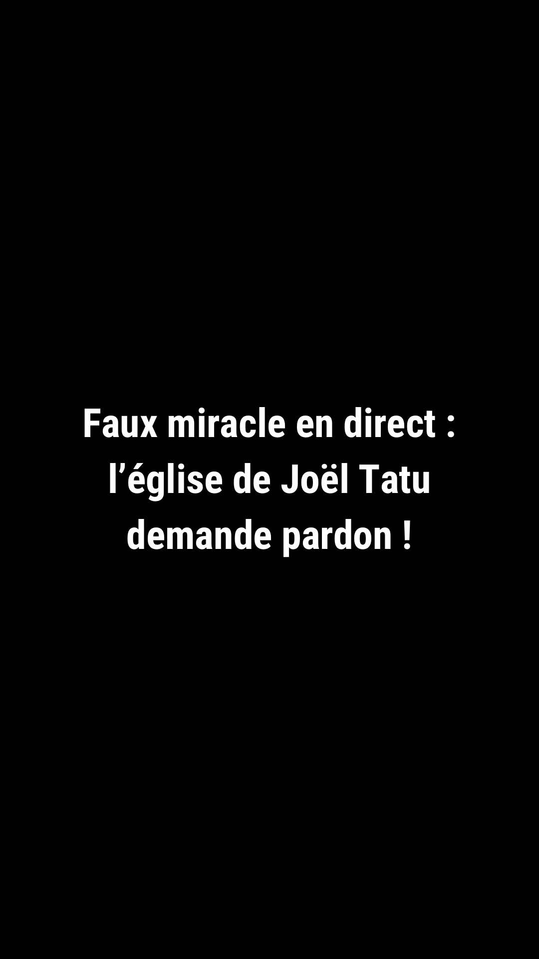 L’église La Porte des Cieux dirigée par le prophète Joël Francis Tatu (JFT) a récemment fait polémique suite à un prétendu miracle diffusé en direct. On y voit l’apôtre Samy Matanda déclarer : « Ton problème va prendre feu », puis de l’eau dans une bassine se transformer soudainement en flammes... Une simple réaction chimique. De nombreux internautes ont rapidement compris la supercherie et l’ont dénoncée massivement sur les réseaux sociaux. Face à l’ampleur du scandale, l’église a été contrainte de présenter ses excuses publiquement.  #FauxPasteurs #JoelTatu #JoelFrancisTatu #EglisePorteDesCieux