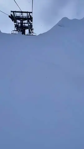 Recognise the lift? Bit sketchy in a blizzard #skitok #ski #chairlift #freeride #jump 