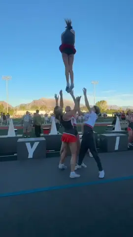 Lowk think I have a concussion (JOKE) #cheer #footballgame #oof #stuntfall #fyp 