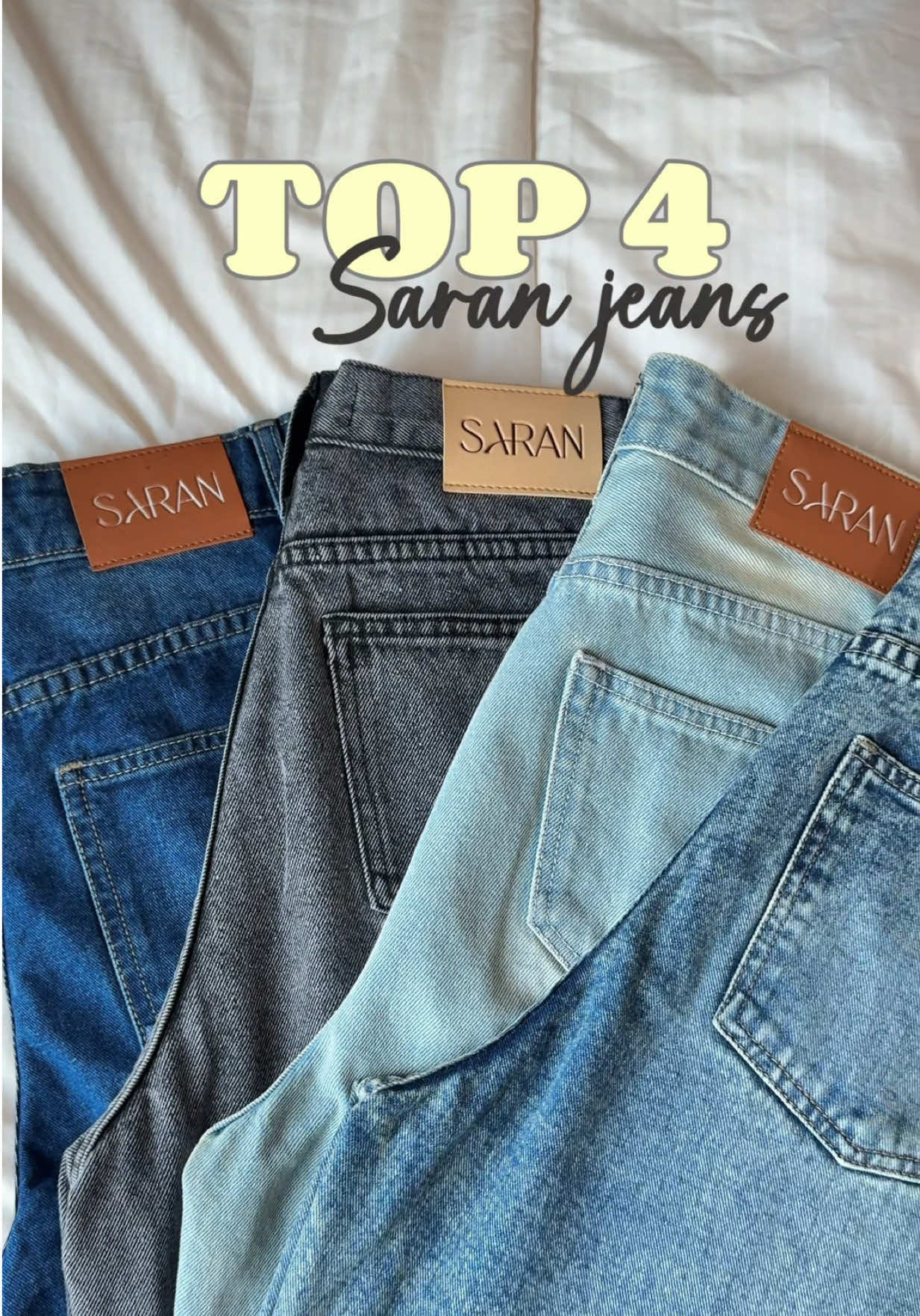 4 รุ่นที่ช่วงนี้ขายดีมาก คือต้องมีน้าา ✨☁️🪿🌷 #saranjeans #ยีนส์พี่หมวย #กางเกงยีนส์ #ยีนส์ #ยีนส์ขากระบอก 