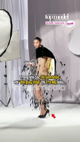 Trong khi các thí sinh khác với “đôi giày thấp” thì Trà My kiểu… #MultiMediaJSC #VietnamNextTopModel2025 #chanté #chante #saibuocthanhlich 