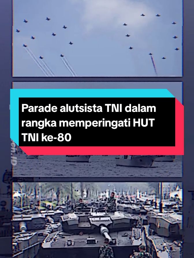 Parade alutsista TNI, dalam rangka memperingati HUT TNI ke-80, di ikuti oleh TNI Angkatan Udara, TNI Angkatan Laut dan TNI Angkatan darat. . . . #parademiliter #tni #huttni80 #alutsistatni #aemiltechid #militaryedit #militarytechnology #xyzabc #fyp #foryoupage #trending #viral #CapCut 