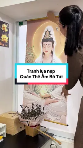 Tranh Quán Thế Âm Bồ Tát lụa nẹp đẹp lắm luôn cô chú anh chị ơi! #tranhlua #tranhluacaocap #tranhquantheambotat #quantheambotat #trangbannhang 