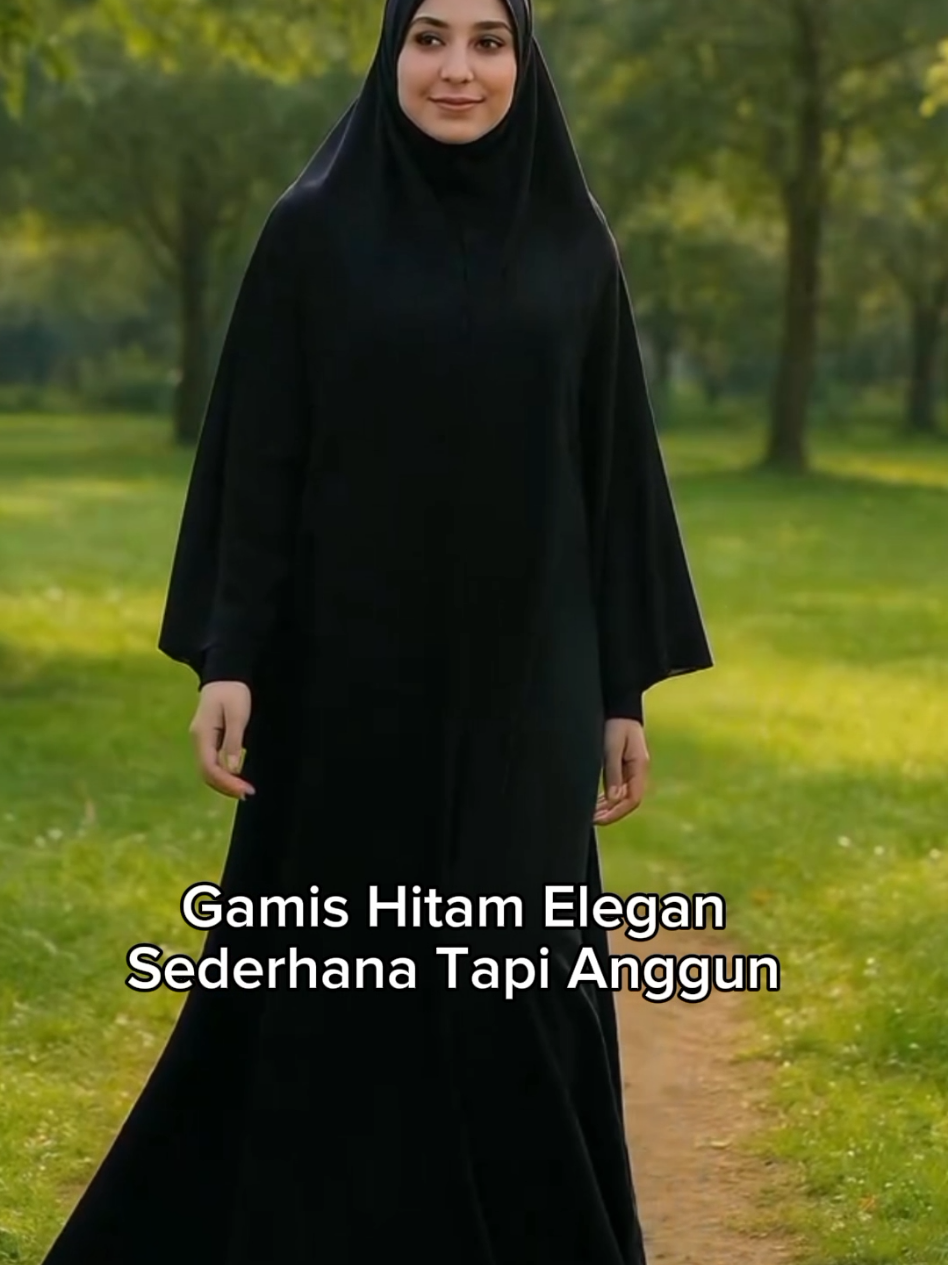 Sederhana tapi berkelas. Gamis hitam selalu punya pesona tersendiri  #GamisHitam #BusanaMuslimah #Gamis #HijabAnggun #GayaSyarI 