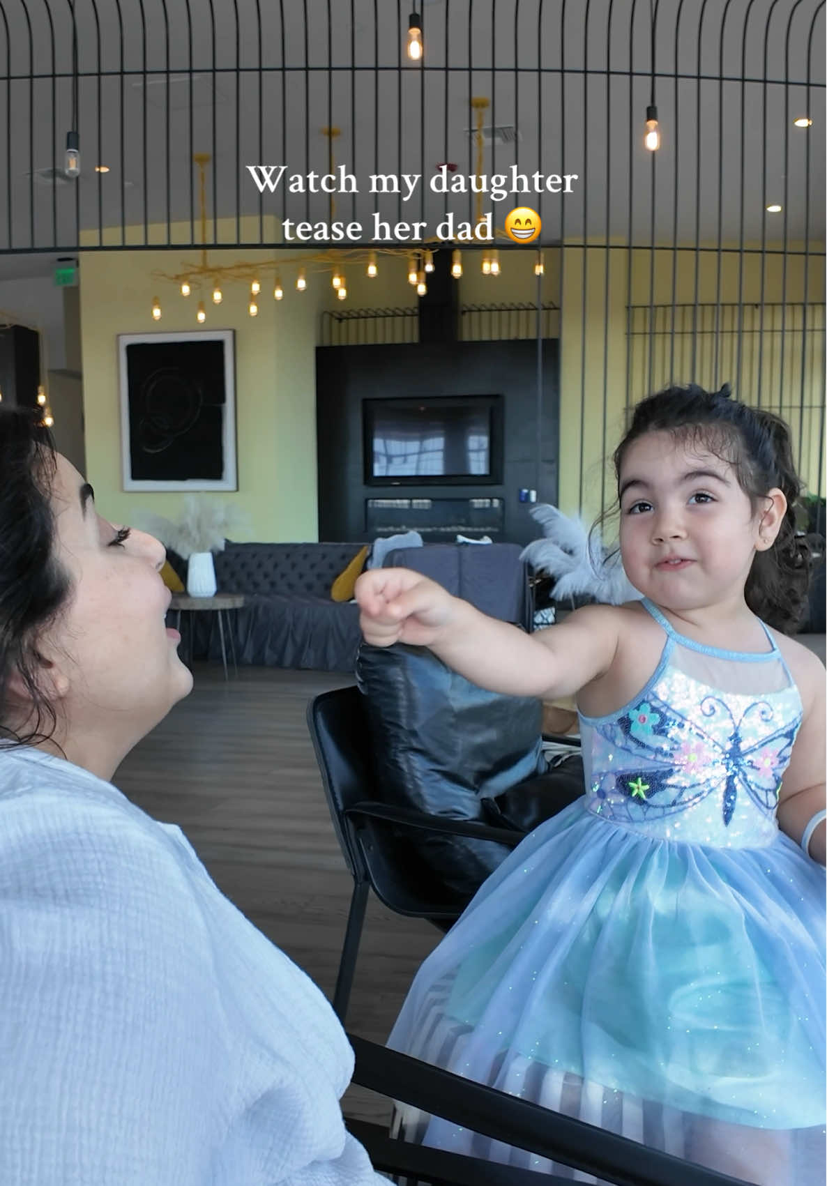 Alita really has the sweetest little soul. She’s always telling me how much she loves me and every time it completely melts my heart🥹. She definitely loves her dad too but teasing him is her favorite thing😅.  I promise she came up with “a little bit” all on her own when he asked how much she loved him. She’s so me playful, loving, and always messing with him just like I do.. #momtok #parenttok #girldad #toddlerlife #fyp 
