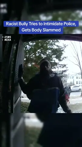 Racist Bully Tries to Intimidate Police, Gets Body Slammed #cops #copsoftiktok 