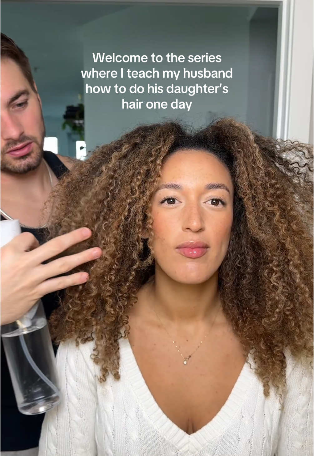 POV: teaching my husband how to do curly hair so he’s ready for curly kids 🥹💞 #CurlyHairRoutine #CurlyHairCare #3CCurls #NaturalHairJourney #MixedGirlHair #BlackGirlHair #HairTok #WashDay #ProtectiveStyles #CurlyHairTikTok #CurlyHairCommunity #CouplesTok #InterracialCouple #CoupleGoals #CurlyCouples #TikTokCouples #FYP #TrendTok #CurlyGirls #HealthyCurls