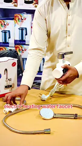 Instant electric heating water faucet & shower Low consumption  Easy to install and operate  Just 3-5 seconds 30-60 degree hot water for using  Need not preheat provide hot water all the time  Water is separate from electric  Absolutely safe  With anti leakage electric equipment protection  Water flow switch to ensure the electricity water power is cut off  Fast and efficient easy to use water temperature adjustable 30’ to 60’c Water pressure 0.4-0.5mpa  Power 220v  Rated power 3000W  Cash on delivery all pakistan.  #contacts #wahtsap #03231393547 