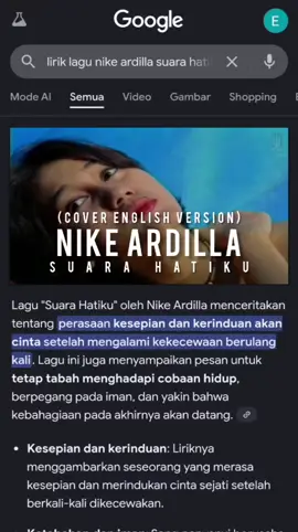 Suara Hatiku - English Cover (Originally by Nike Ardilla) Lagu ini dibuat dengan menggunakan Bantuan Teknologi Kecerdasan (AI). Karya asli sepenuhnya milik pencipta, label, dan publisher terkait. Video ini bersifat interpretasi/eksperimen untuk keperluan kreatif & edukasi. Saurce Youtube : REP INDO MUSIC #nikeardilla #suarahatiku #coversong #englishversion #fyp 