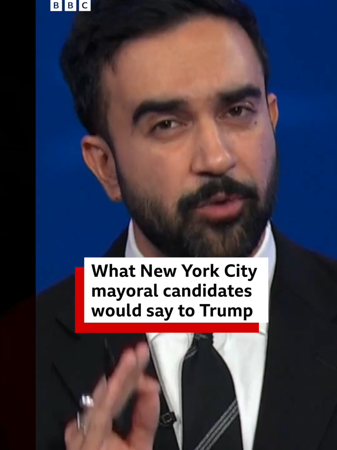 New York City mayoral candidates were asked what they think of President Donald Trump, who has threatened to withdraw federal funding from the city and deploy the National Guard to New York. #DonaldTrump #NewYork #NYC #Debate #ZohranMamdani #AndrewCuomo #CurtisSliwa #USNews #BBCNews