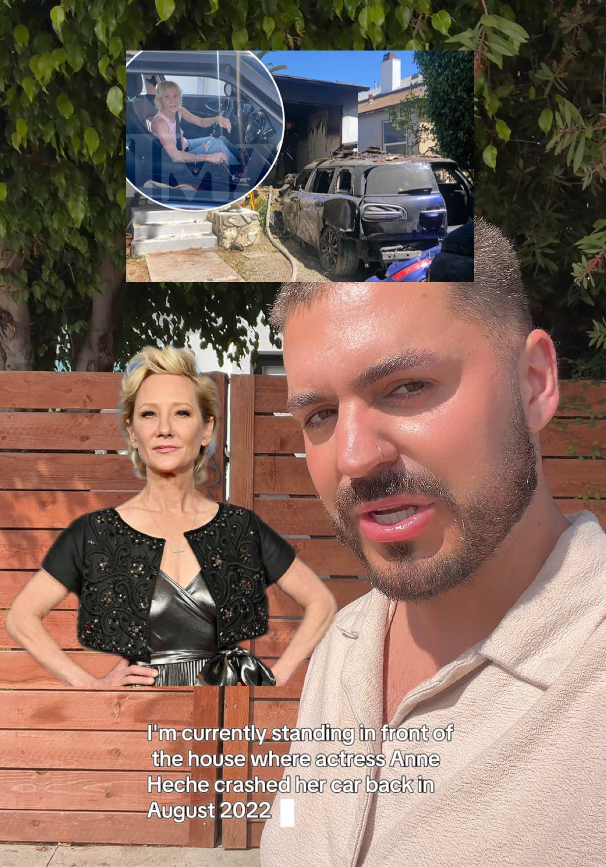 on august 5th, 2022, actress anne heche — known for her roles in six days, seven nights, donnie brasco, and for her relationship with ellen degeneres — was involved in a series of car crashes across los angeles. just 30 minutes after stopping into a hair salon in venice and purchasing a red wig, she struck multiple vehicles before crashing her blue mini cooper into a home in mar vista. many assumed she had been under the influence, especially after tmz published this photo showing what appeared to be a bottle of vodka in her cup holder. but toxicology reports later confirmed she was not intoxicated at the time of the crash. she was pulled from the wreckage in critical condition, slipped into a coma, and later passed away from her injuries. was this a tragic accident… or do you believe something more nefarious went on here? #truecrimetuesday #anneheche #losangeles #hollywood #truecrimecommunity   