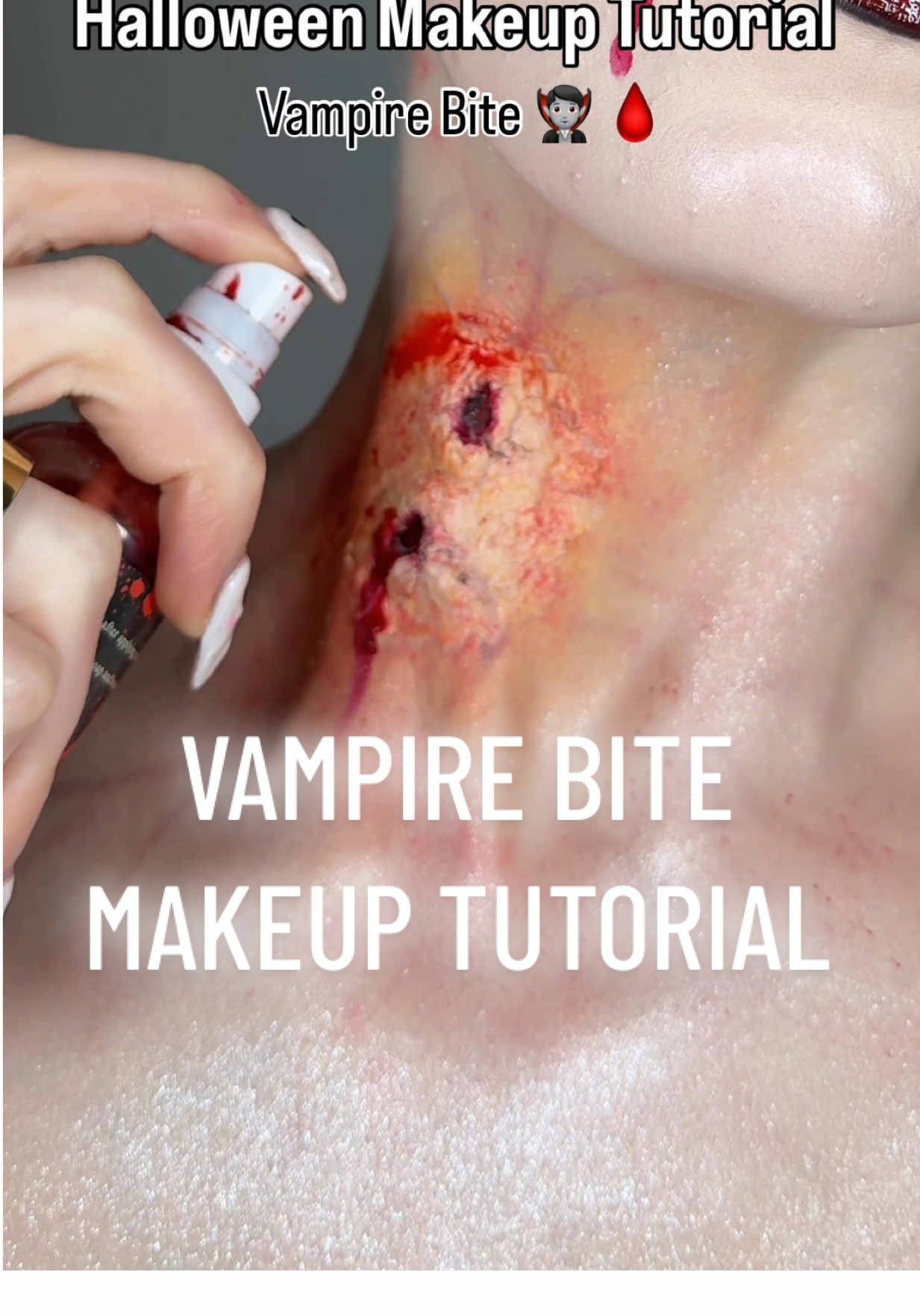 Easy Halloween makeup tutorial: Vampire Bites 🩸🧛🏼 Products used:  @Smiffys Vampire teeth  @Funky lenses contact lenses  @Jeffree Star Cosmetics magic star concealer, Skin Frost, Cremated palette, Gold Blooded palette and translucent setting powder  @ardelluk seamless lashes  @Huda Beauty easy blur foundation  @Makeup Revolution Ethereal Pink Jelly Shine @Studio London Luminous Rose setting mist Who is ready for day 22?👀 #halloweenmakeup #vampire #vampiremakeup #vampirebite #makeuptutorial 