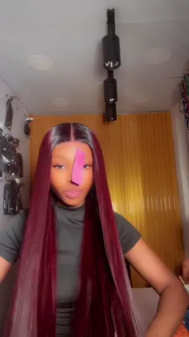 28”inches burgundy bone straight paired with 2by6 closure #chiluxhairz #burgundy #fypシ゚ #yourpage 