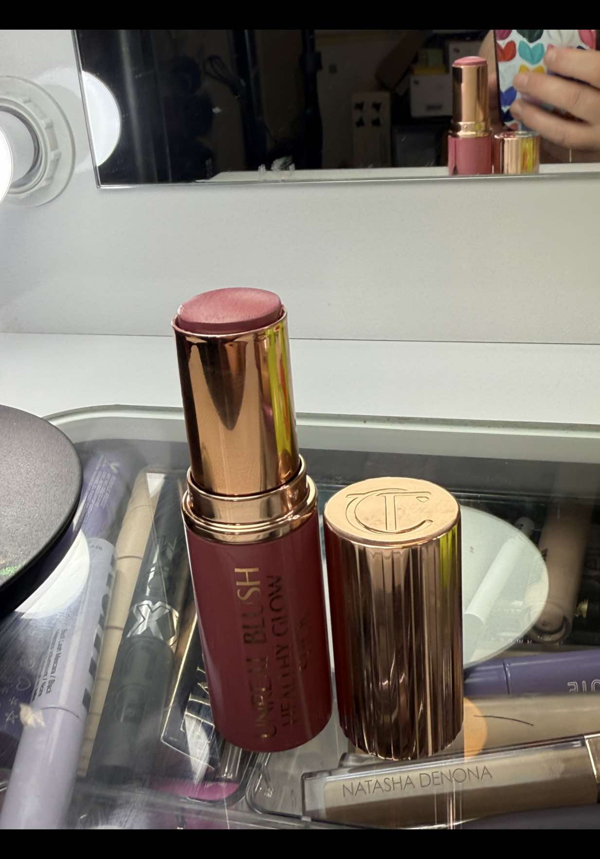 @Charlotte Tilbury unreal lip + cheek glow blush shade rosy glow #blushstick #charlottetilburyblush 