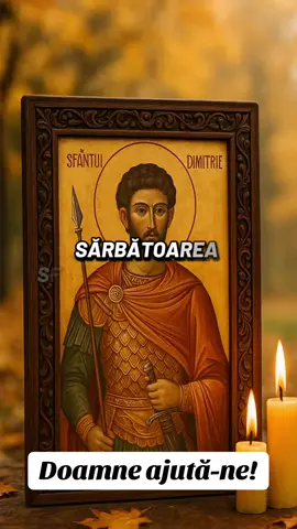 🔥 Sărbătoarea Sfântului Dumitru – 26 octombrie 🔥 Astăzi creștinii îl prăznuiesc pe Sfântul Mare Mucenic Dimitrie, Izvorâtorul de Mir, unul dintre cei mai iubiți sfinți ai toamnei. 🌾 El este ocrotitorul păstorilor, al gospodăriilor și al celor care pornesc lucrări noi înainte de iarnă. 🌿 Tradiția spune că de Sfântul Dumitru se încheie toamna și începe iarna adevărată. În satele românești, în această zi se aprind focuri în curți, se dau bucate de pomană și se roagă oamenii pentru sănătate și belșug. ✨ Se spune că dacă în noaptea de Sânt-Dumitru este senin, iarna va fi blândă, dar dacă plouă sau ninge, urmează o iarnă grea și friguroasă. 🙏 Fie ca Sfântul Dumitru să vă ocrotească pe voi și familiile voastre, să vă aducă liniște, sănătate și puterea de a trece peste toate! 🌟 În această zi, inimile se luminează de credință, iar rugăciunea devine puntea dintre suflet și binecuvântare. #SfântulDumitru #IzvorâtorulDeMir #tradițiidinRomânia #credință #toamnă    