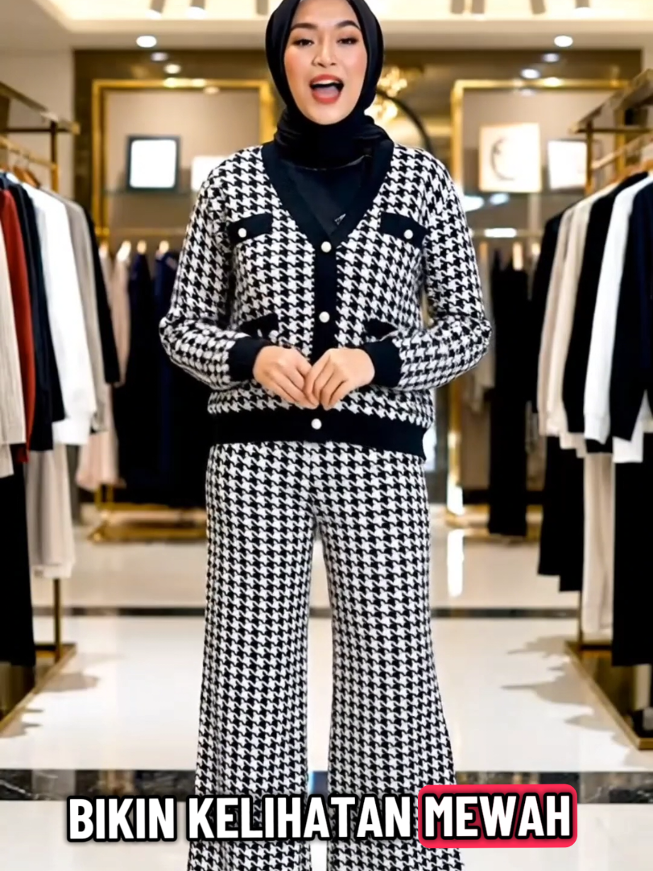 One Set Wanita Athaya Houndstooth Cardy #cardy #onesetwanita #houndstooth #fyp #beranda 
