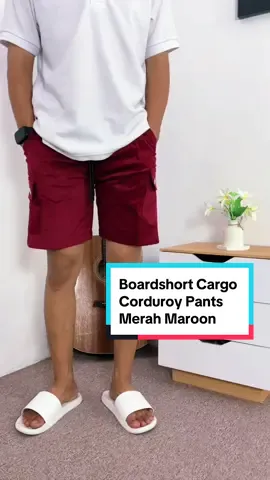 Buat kamu yang suka clean look tapi tetap stand out, Boardshort Cargo Corduroy warna Merah Maroon jawabannya!😎 #fashionmen #boardshortcorduroy #corduroypants #celanacorduroy #inspooutfit #corduroy #outfitideas 