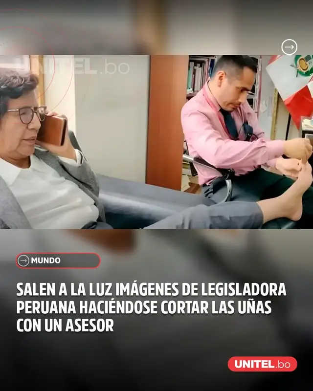 El presidente del Congreso de Perú, el fujimorista Fernando Rospigliosi, declaró este lunes que la legisladora izquierdista Lucinda Vásquez tiene que ser sancionada por la comisión de Ética del Parlamento por haber usado los servicios de uno de sus asesores para cortarse las uñas de los pies en su despacho, tal como mostraron las imágenes de un reportaje periodístico. #Unitel #Mundo #Perú #Autoridades