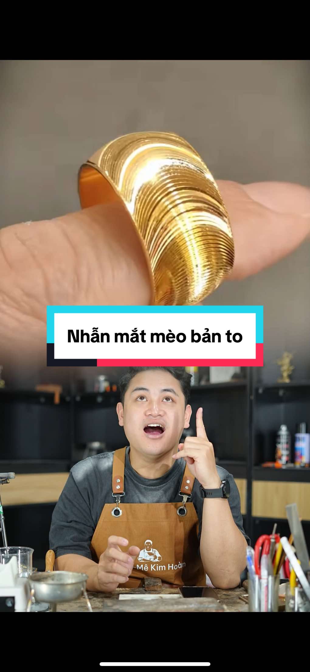 Nhẫn mắt mèo vàng nam #huykvienchibao #a4 #vang #c #trangsuc 