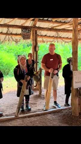 Yesterday, we visited Hill Tribe Villages and I was invited to make some music with them.  Then, we headed off to the #GoldenTriangle where Thailand meets up with Laos & Myanmar & learned about the opium trade and a giant catfish! Then, off to the #nightmarket. #HillTribeVillages #brandgvacations #gaytiktok 