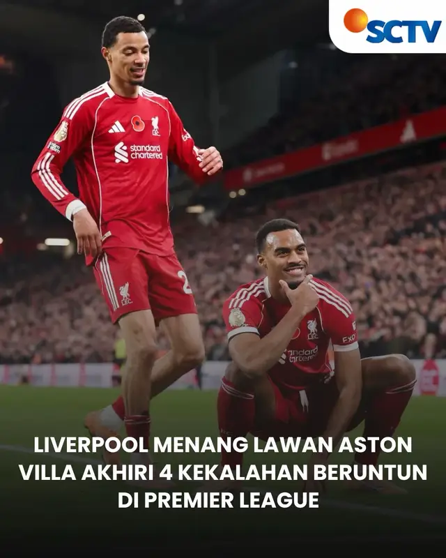 The Reds sukses mengakhiri tren buruk dengan kemenangan dengan skor 2-0 atas Aston Villa dan memutus catatan 4 kekalahan beruntun di Premier League 🔥 #SCTVSports #NewsSCTVSports