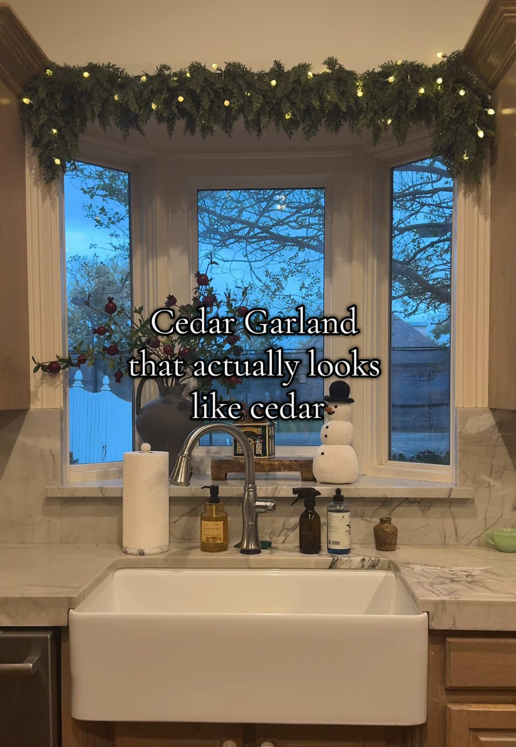 Cedar garland that actually looks like real cedar. This 6ft christmas garland is the best I’ve had. I added the lights #cedargarland #christmasgarland #realtouch #holidayhome 