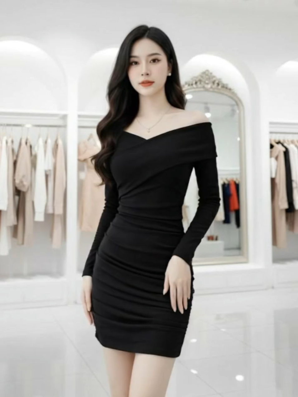 Đầm Váy body trễ vai đẹp #vaynu #thoitrangnu #vayxinh 