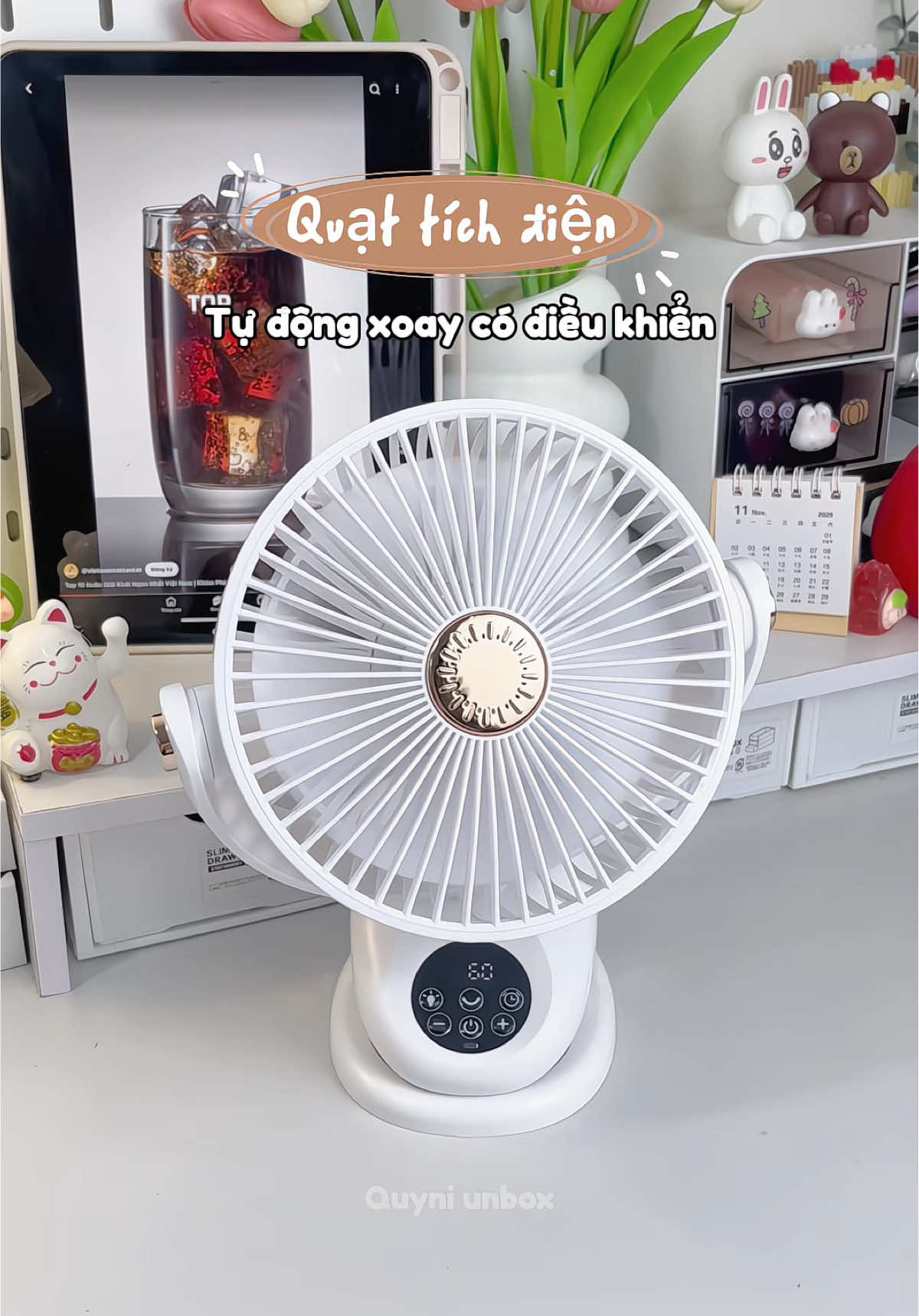 Quạt tích điện tự động xoay, 5 cấp độ gió, có điều khiển từ xa, chế độ hẹn giờ tắt và đèn ngủ tiện lợi, ưng lắm nha #quatkeptichdien #quatkep #quatkeptichdienmini #quattudongxoay #quyniunbox 