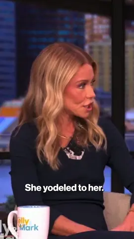 Kelly Ripa remembers the time Celine Dion sweetly yodeled to their daughter Lola backstage when she was still a baby. #kellyandmark #kellyripa #celinedion