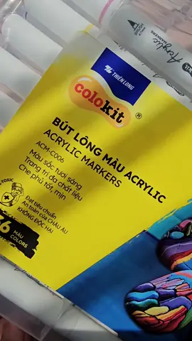 Tập tô vẽ họa tiết với bút lông màu acrylic marker 2 đâu Thiên Long 🥰 #coanhmongmanh #acrylicmarker #markeracrylic #thienlong #colokit 