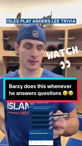 After the last TikTok I made of Barzy, I noticed he does this when he answers questions & it’s one of those funny things, once you see it you can never un-see it 🤣😭 #matbarzal #isles #islanders #hockeyboys #hockeytok New York Forward Islanders Mat Barzal 
