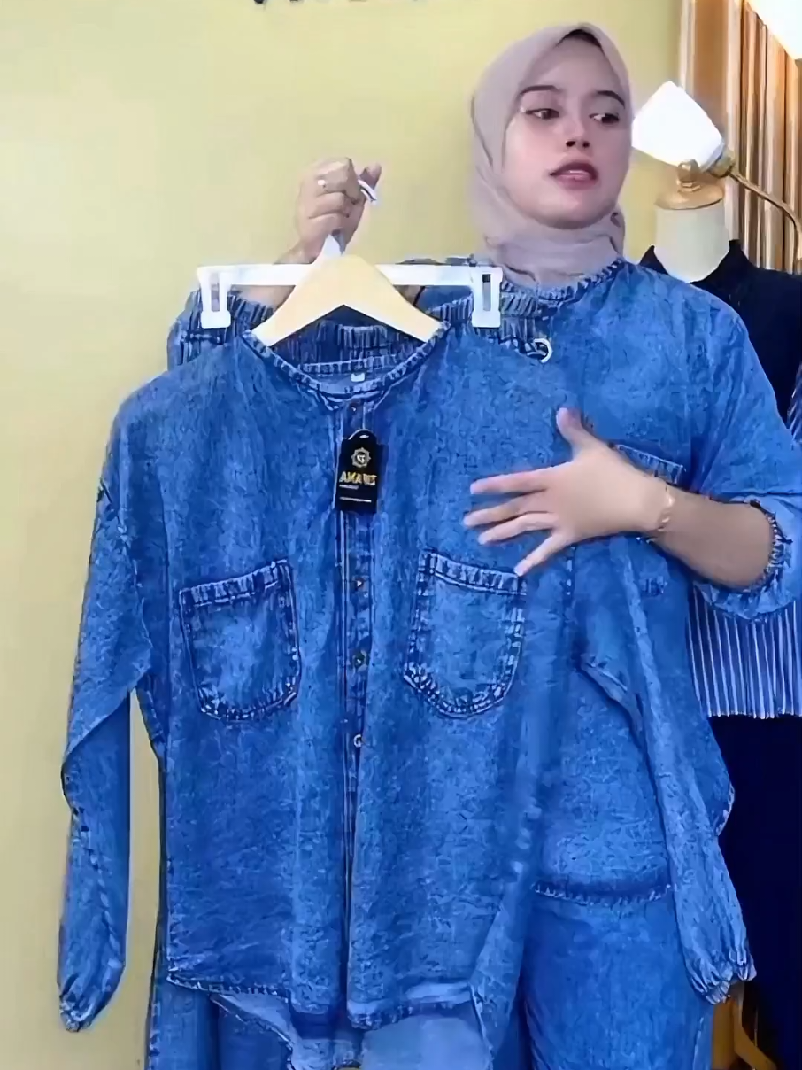 Setelan Jeans wash Atasan dan Celana Terbaru Jumbo Kekinian Setelan Wanita Dewasa #setelanwanita #tranding #fyp 