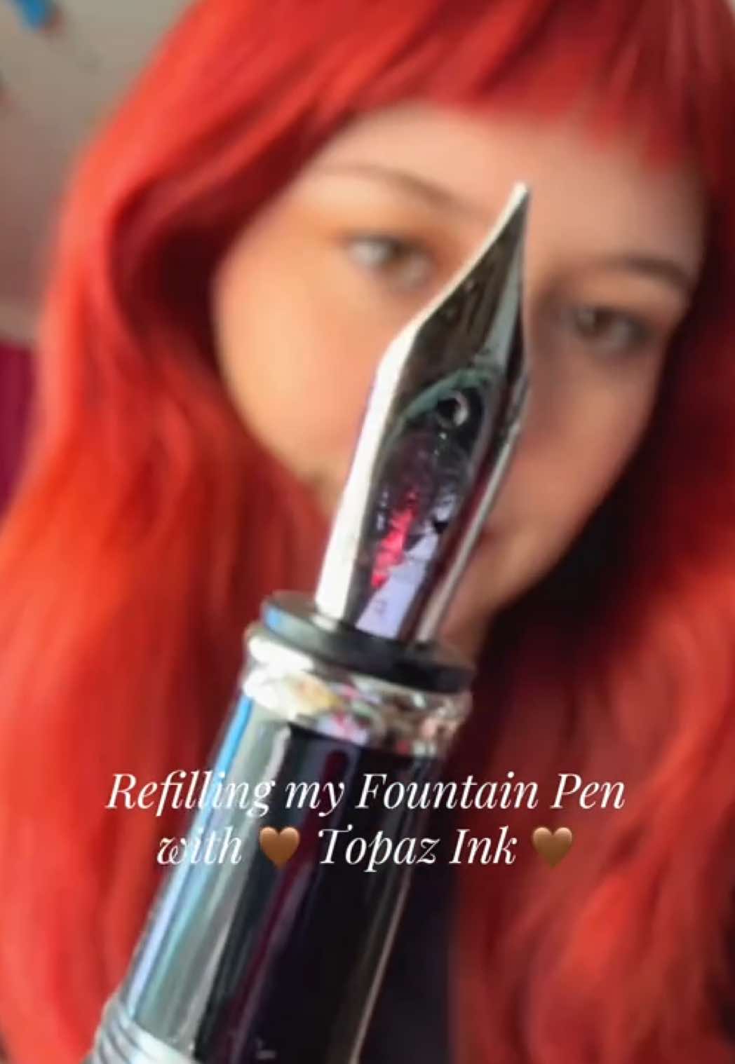 Refilling my fountain pen 🤎🔮✍️ Are you a stationery addict like me? Follow my page for more satisfying, cozy pen try-outs ♥️ #fountainpen #stationery #stationeryaddict #fountainpens #stationeryhaul #journaling #journalingaesthetic #aesthetic 