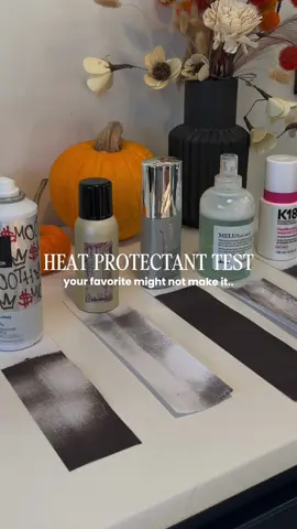 We love a hair science test 🔥 We used thermal paper to show how much heat actually passes through different heat protectants. Each spray dried slightly before testing and we kept the application as even as possible! @davinesofficial took the win 🏆 @kenraprofessional sadly did not hold up 🥵 if you want the one that really protects your hair, Davines is on our shelves 😉 #greenvillesc #greenvillehairstylist #heatprotectant #hairstyling 