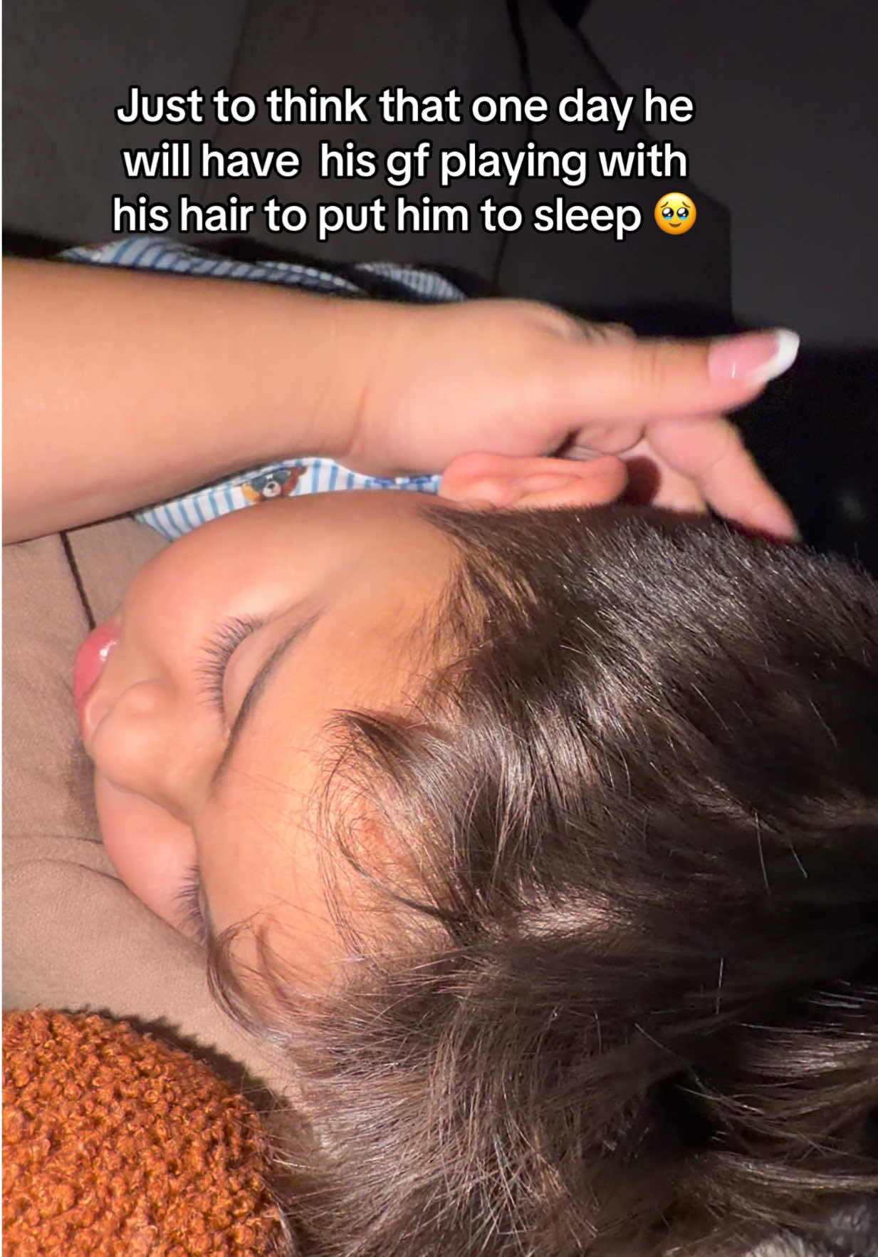 He loves when I play with his hair. Whenever he wants to take a nap, he comes to me so I can help him fall asleep by gently running my fingers through it. #mom #sons #lovehim #family #fyp 