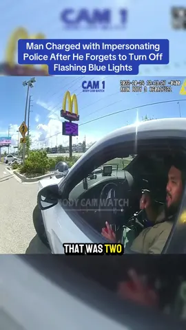 Man Charged with Impersonating Police After He Forgets to Turn Off Flashing Blue Lights #cops #copsoftiktok 
