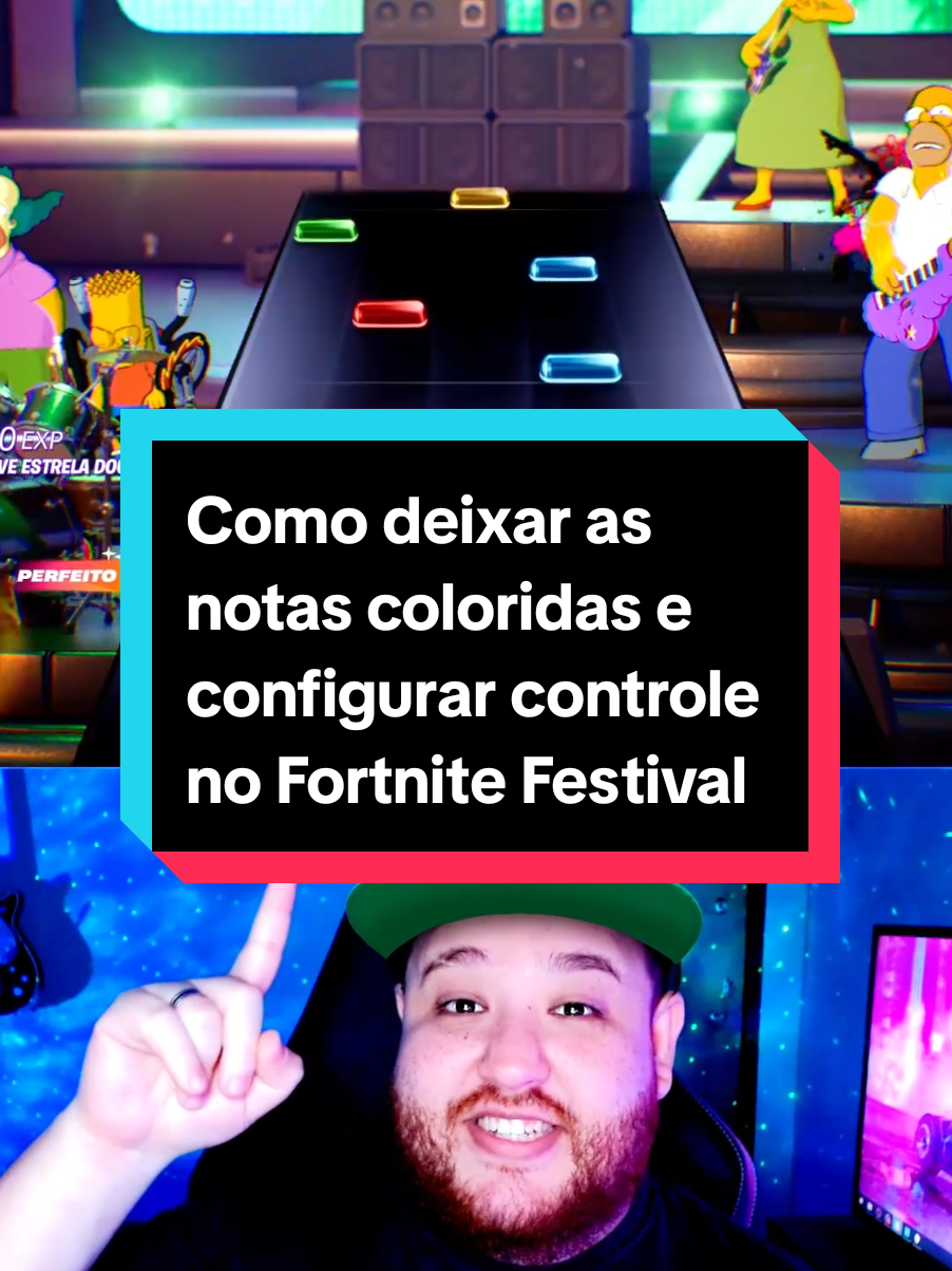 Como deixar as notas coloridas e configurar o controle no Fortnite Festival 🎸🎮  #fortnitefestival #guitarhero #fortnite #fortnitebr #fortnitenews 