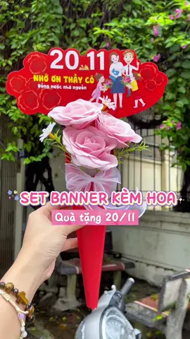 Set banner kèm hoa quà tặng thầy cô #xuhuong #hoatangthayco #20thang11 #thiep #setquatang 