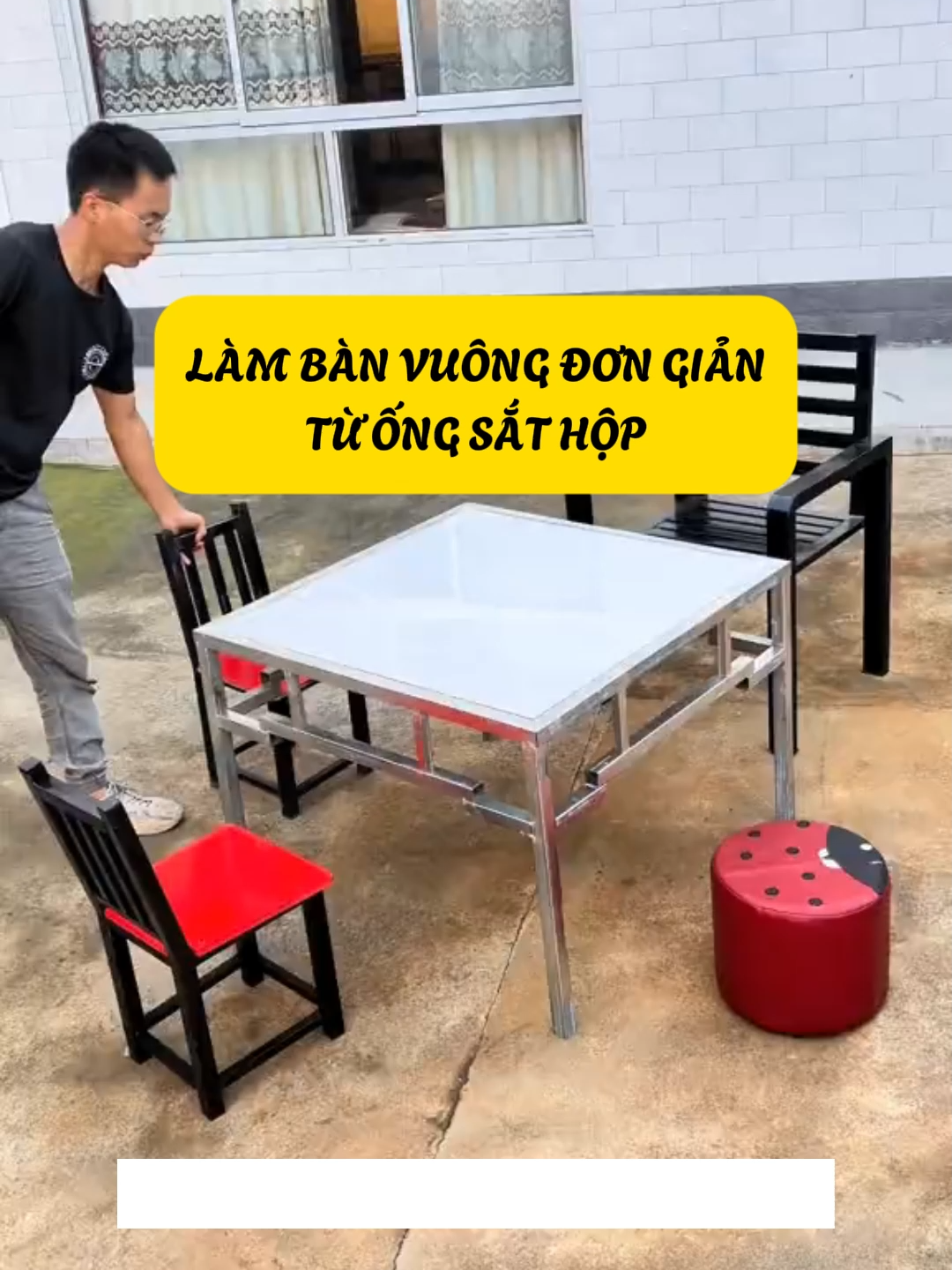 Làm Bàn Vuông Đơn Giản Từ Ống Sắt Hộp  #kinhcanreview #xaynha #nhadep #xaydung #trangtrinha
