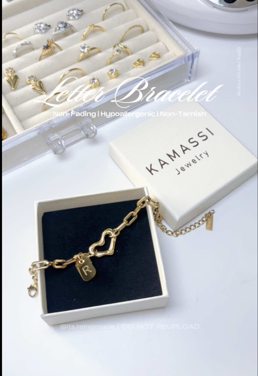Elegant, hypoallergenic, and non-tarnish! ✨ This KAMASSI Letter Bracelet is the perfect gift or self-treat 💗 customize it with your initial and shine in style! 💛 @KAMASSI Official.Store  #KAMASSI #KAMASSljewelry #KAMASSIbracelet #bracelet #customizedgifts 