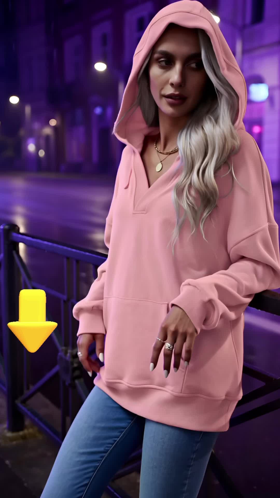 Women's Casual Hooded Sweatshirt, Loose Fit Fall & Winter Wear, Warm Daily, Fashionable Streetwear Style 