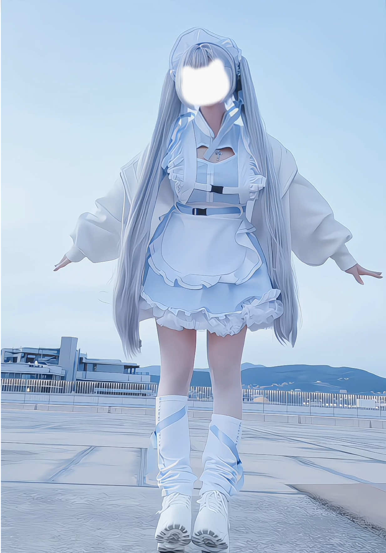 屋上っていいよね #コスプレ #天使界隈 #水色系統 #でんでら