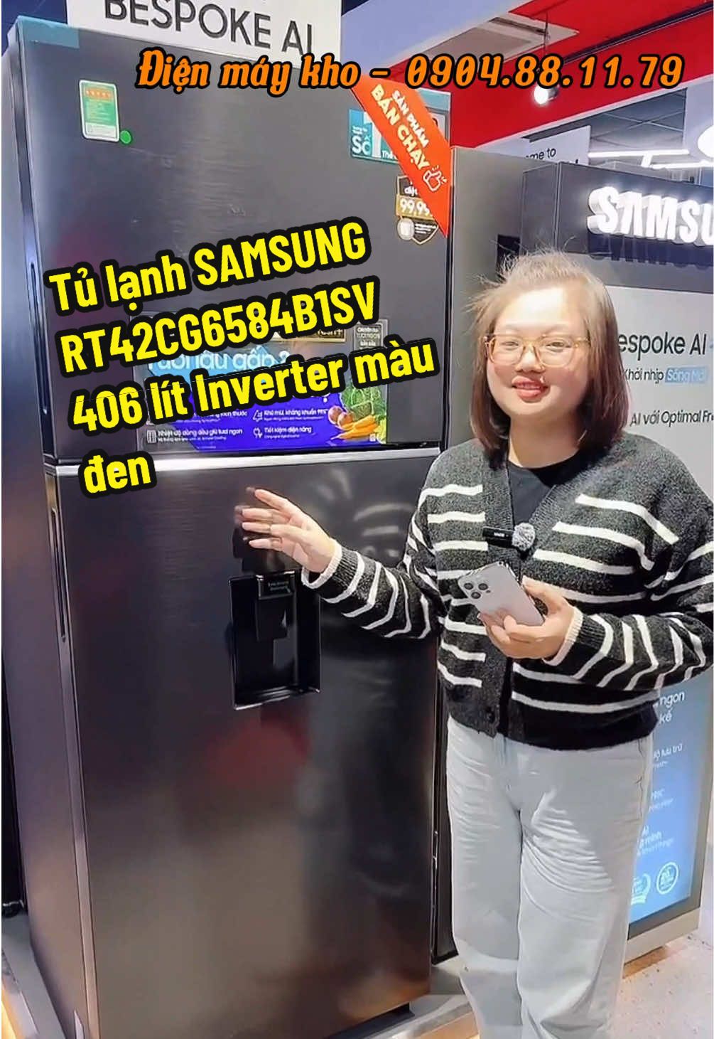 Tủ lạnh SAMSUNG RT42CG6584B1SV 406 lít Inverter màu đen #DienMayKho #dienmaygiare #mienphivanchuyen65km #sale ##tulanhsamsung 