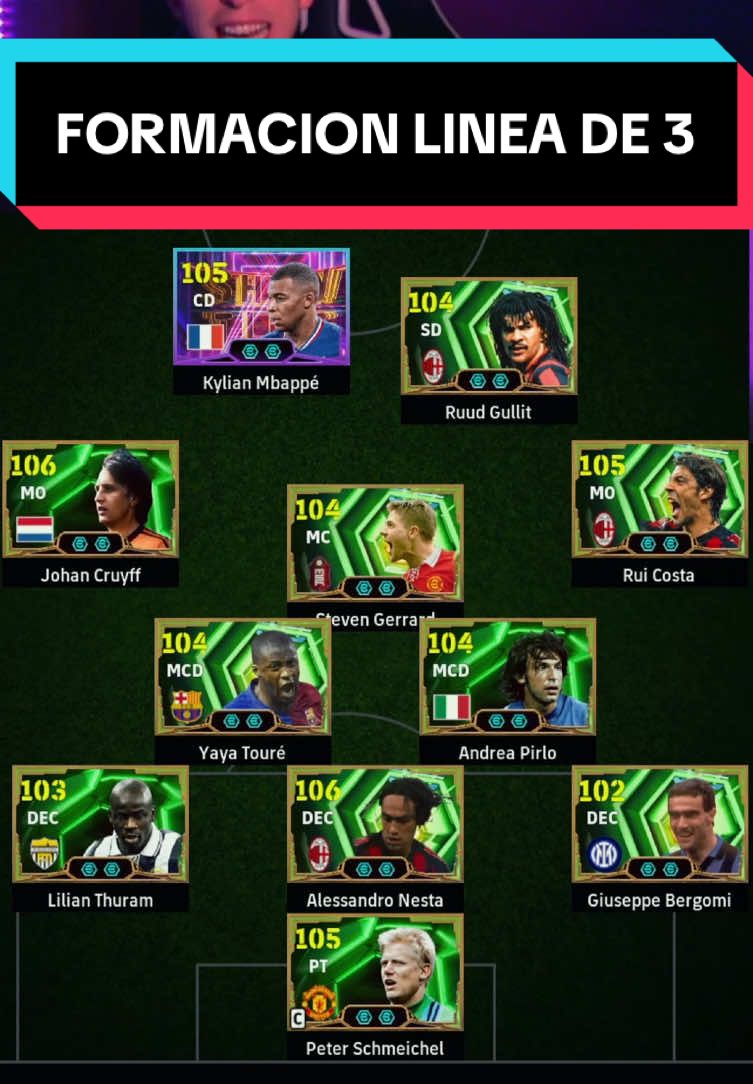 FORMACIÓN LÍNEA DE 3 META #efootball 