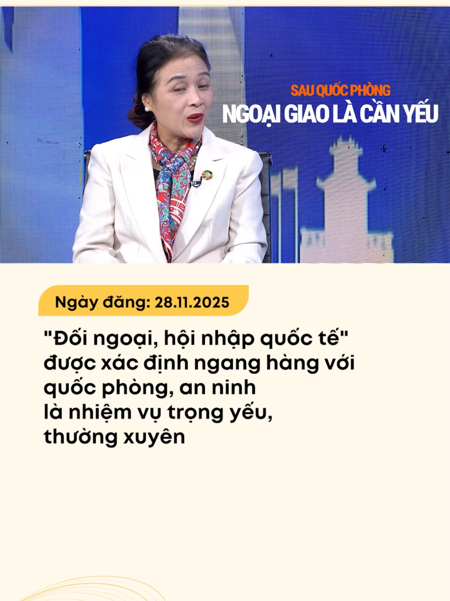 Một trong những điểm mới, quan trọng trên lĩnh vực đối ngoại, hội nhập quốc tế trong Dự thảo Báo cáo chính trị trình Đại hội XIV của Đảng là lần đầu tiên xác định đẩy mạnh đối ngoại, hội nhập quốc tế cùng với quốc phòng, an ninh là nhiệm vụ “trọng yếu, thường xuyên”.  #vtv #vtv4 #vietnam #ngoaigiao