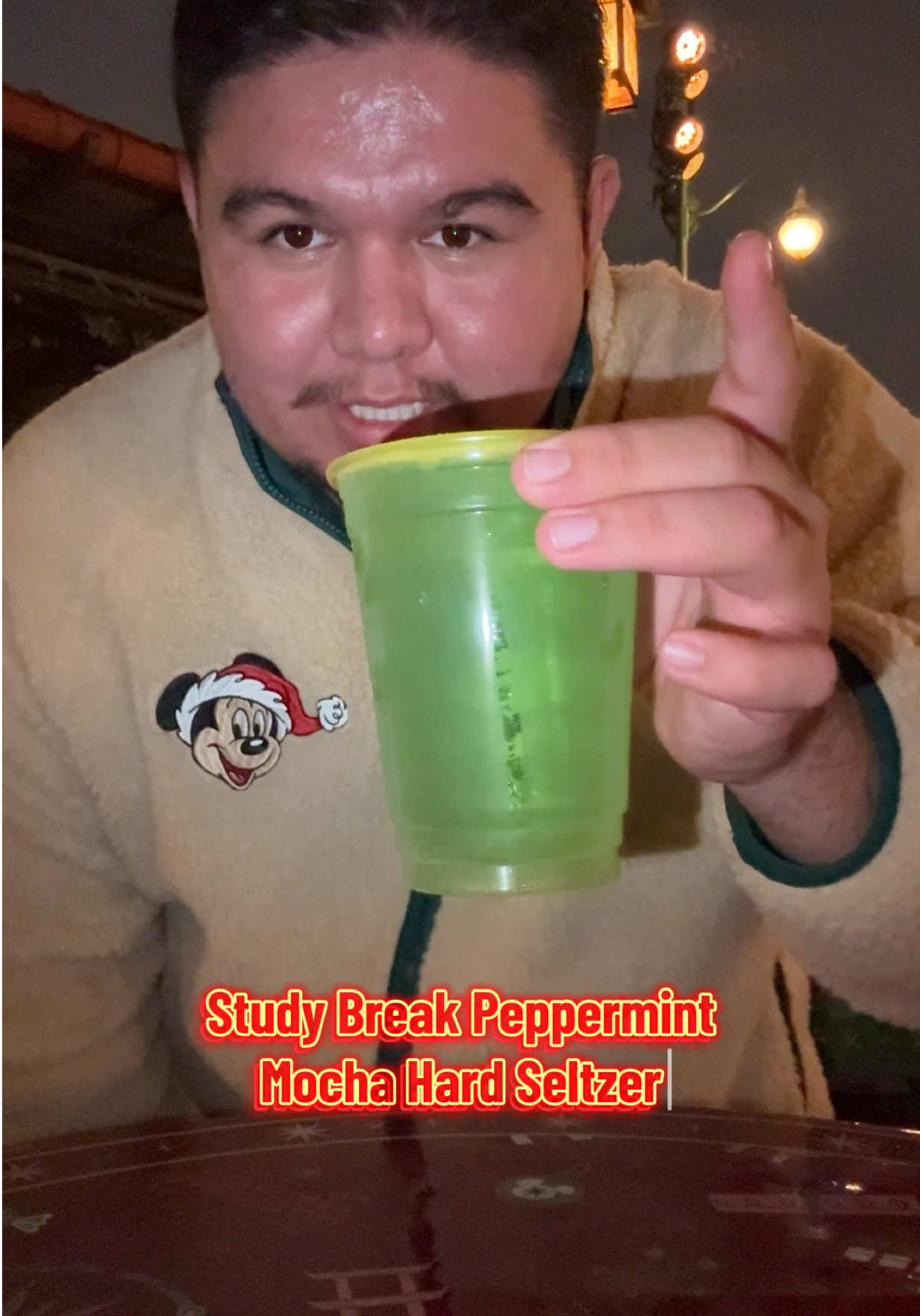 I’m sorry but this Study Break Peppermint Mocha Hard Seltzer was a hard 0/10! It basically tastes like medicine in water with peppermint stuff in it… I would say try at your own risk.  📍 Twist on Traditions (number 4#4🥤 Study Break Peppermint Mocha Hard Seltzer 💳 $not worth it #disneyfood #disneyfoodie #disneyeats #disneysnack #foodreview 