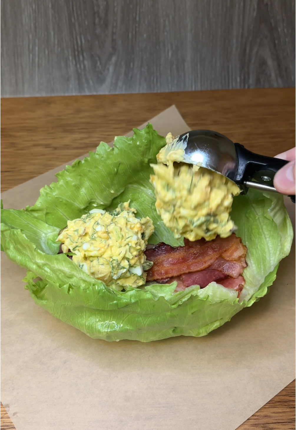 My most viral lettuce wrap of all time! Avocado bacon egg salad lettuce wrap! 🥓🥑🥚🥬 #fyp #foryou